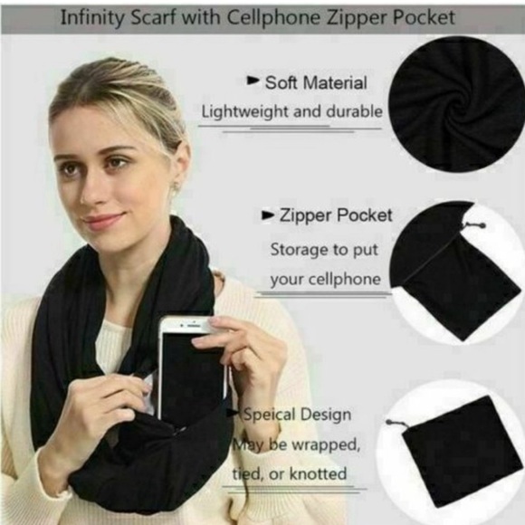 NWT Beyond Yoga Black Pocket Infinity Scarf - Picture 2 of 7